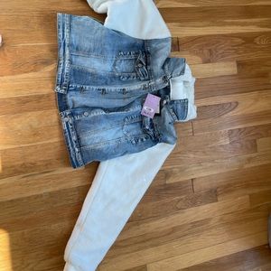 city chic denim & fleece sweatshirt hooded jacket